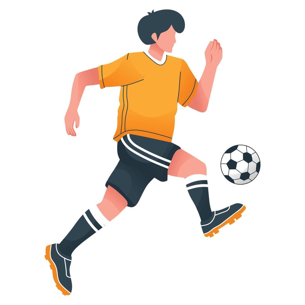Soccer player running with ball vector