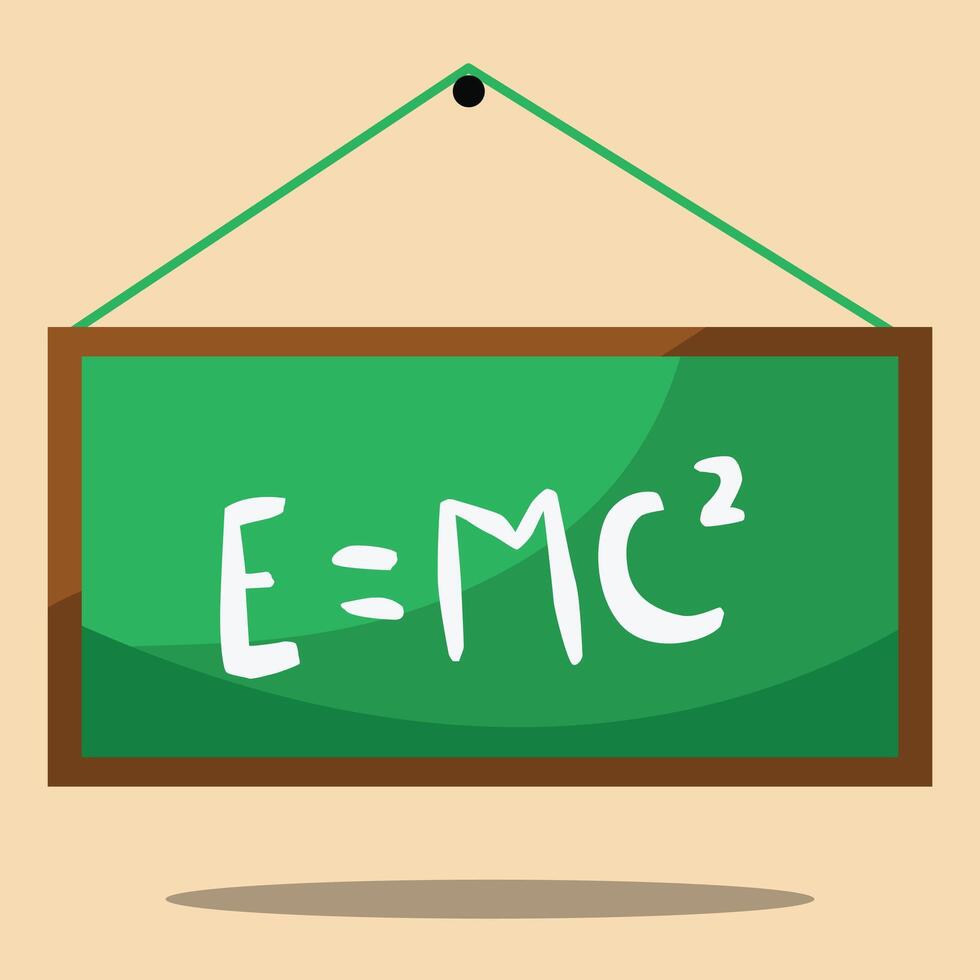 E mc2 chalkboard hanging on the wall vector