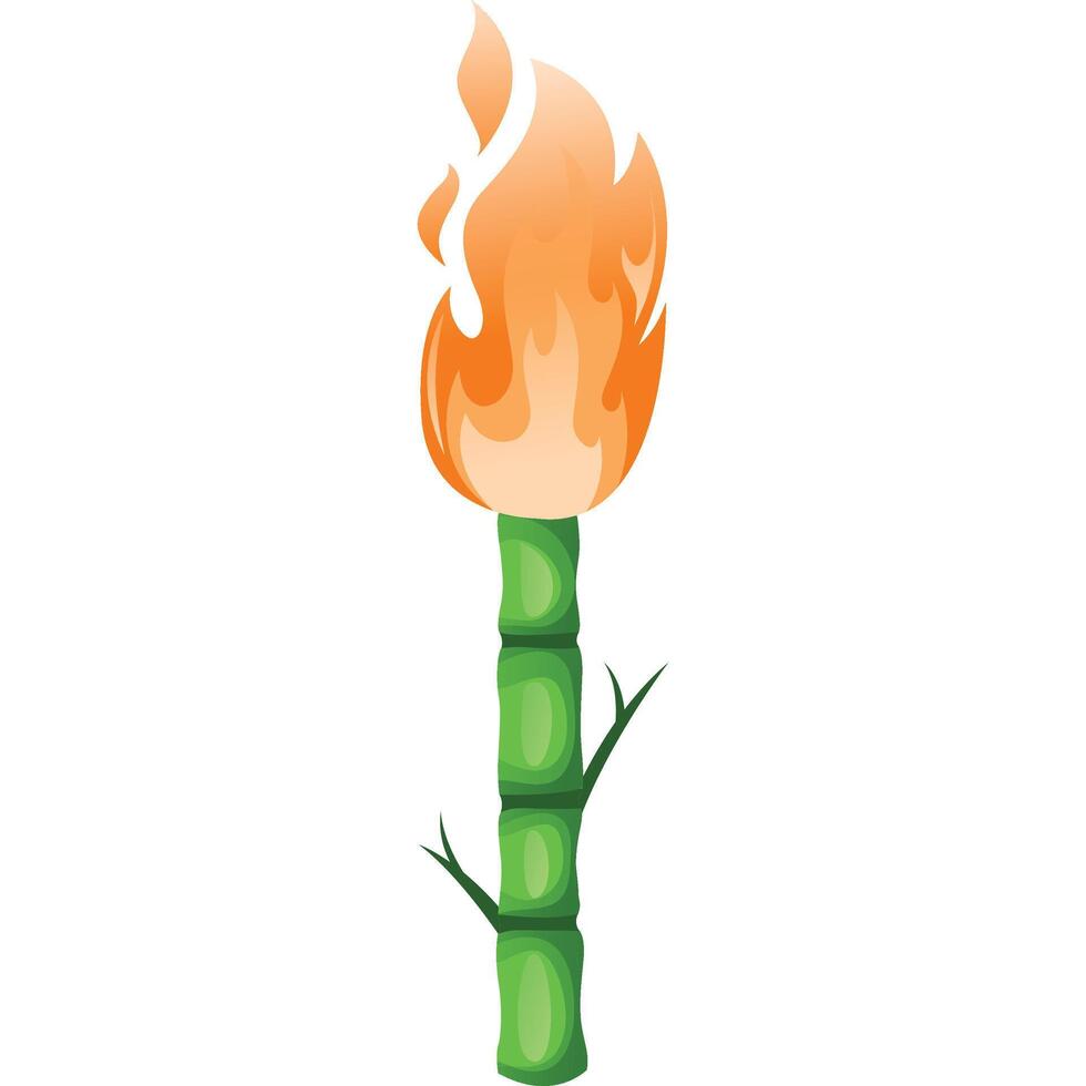 A bamboo stick with fire on it vector