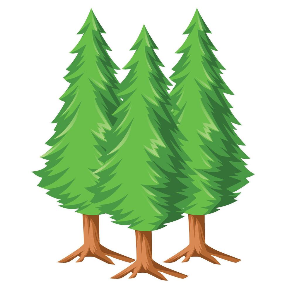 Three green pine trees vector