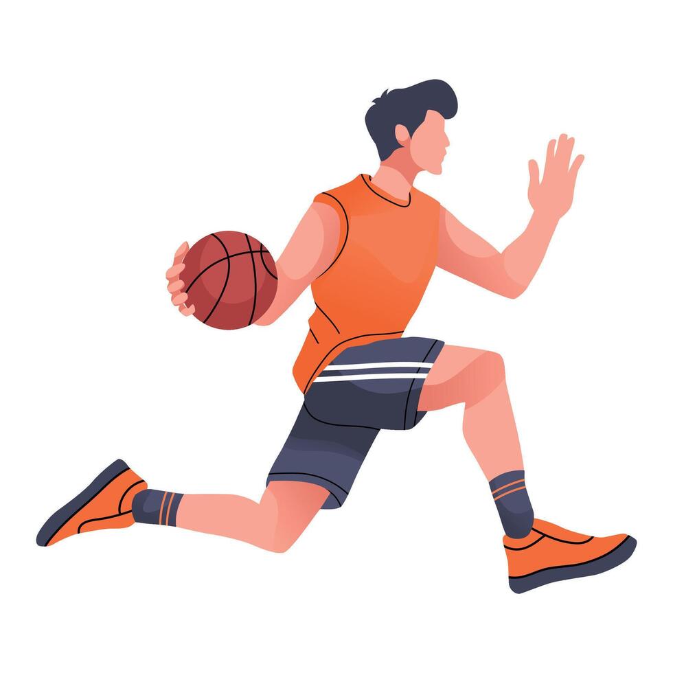 Basketball player running with ball illustration vector