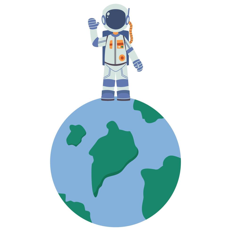 An astronaut standing on top of the earth vector