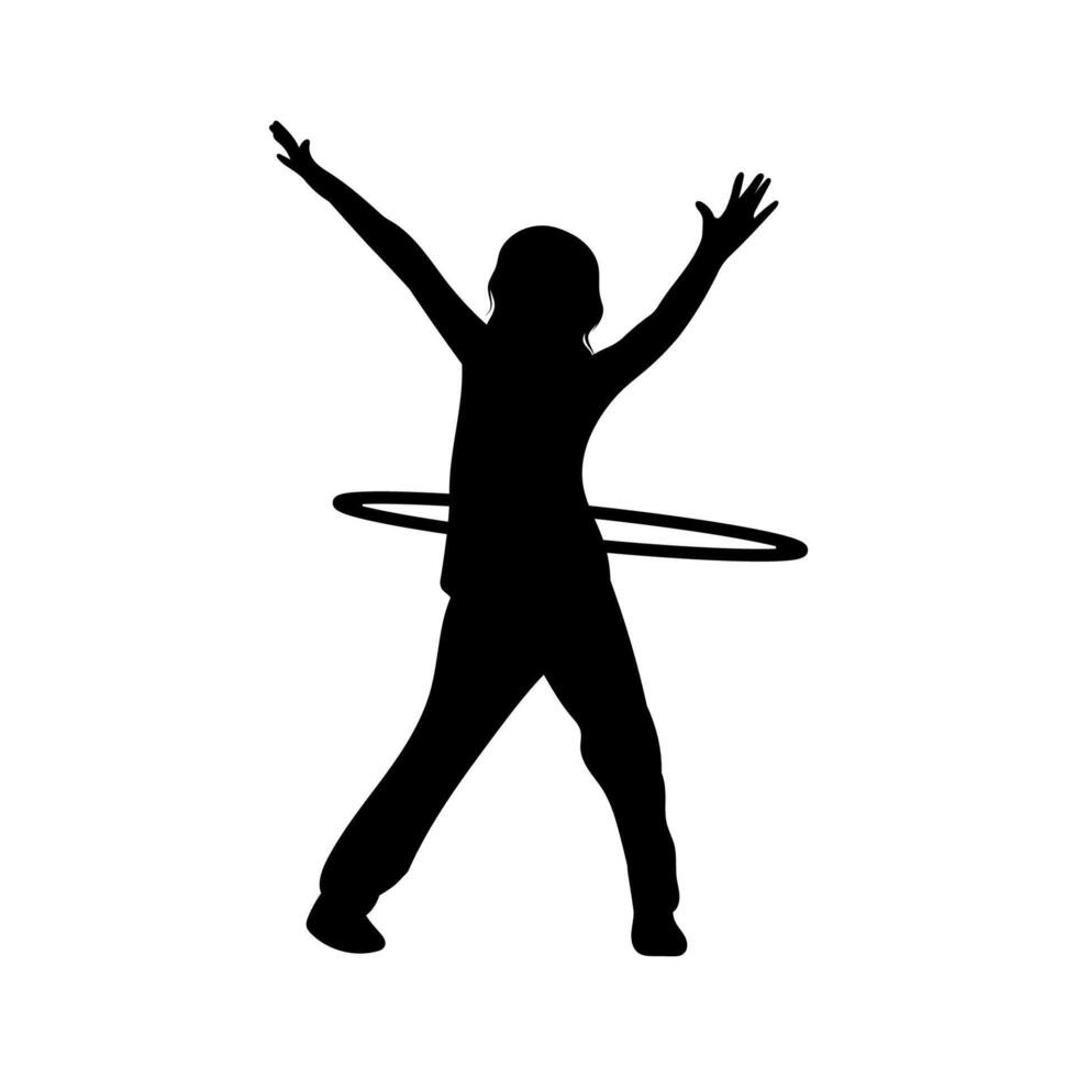 Silhouettes of Girls Enjoying Hula Hoop Fun vector