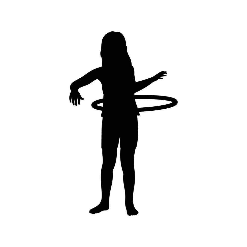Playful Hula Hoop Moments in Silhouette Art vector