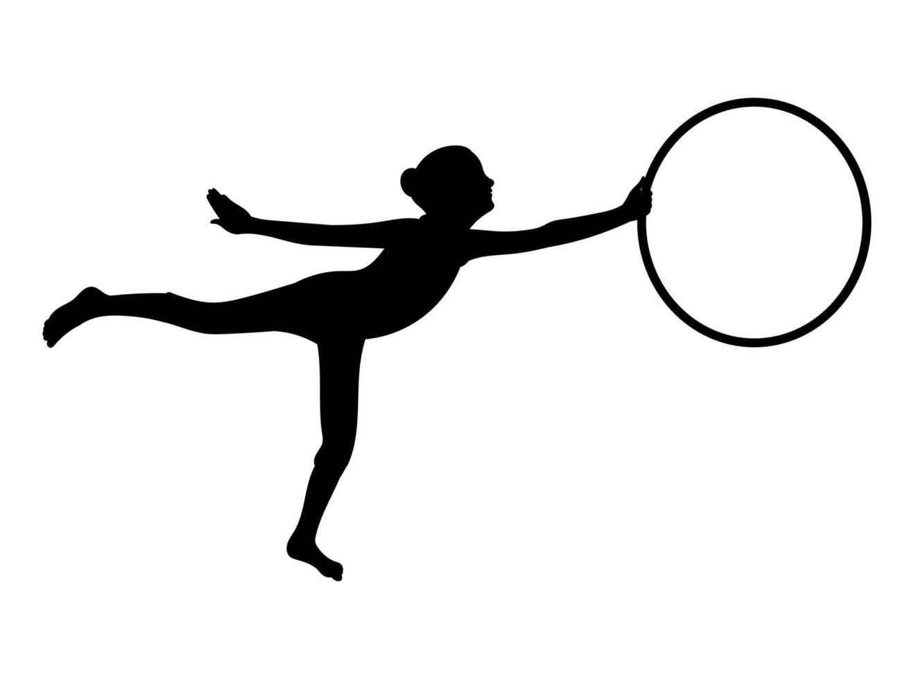 Dynamic Girl Silhouettes with Hula Hoop vector