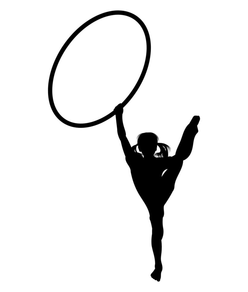 Silhouette illustrations of girls playing hula hoop vector
