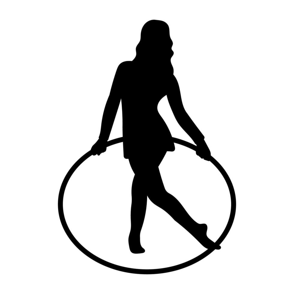 Silhouette of Girl Playing Hula Hoop elegant style vector