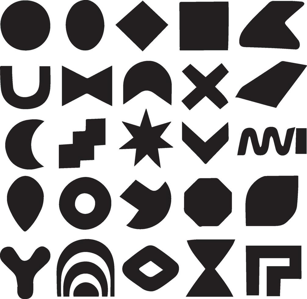 set of geometric shape icons vector