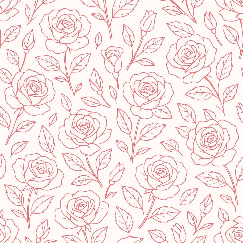 Hand Drawn Rose Flower and Leaf Set vector