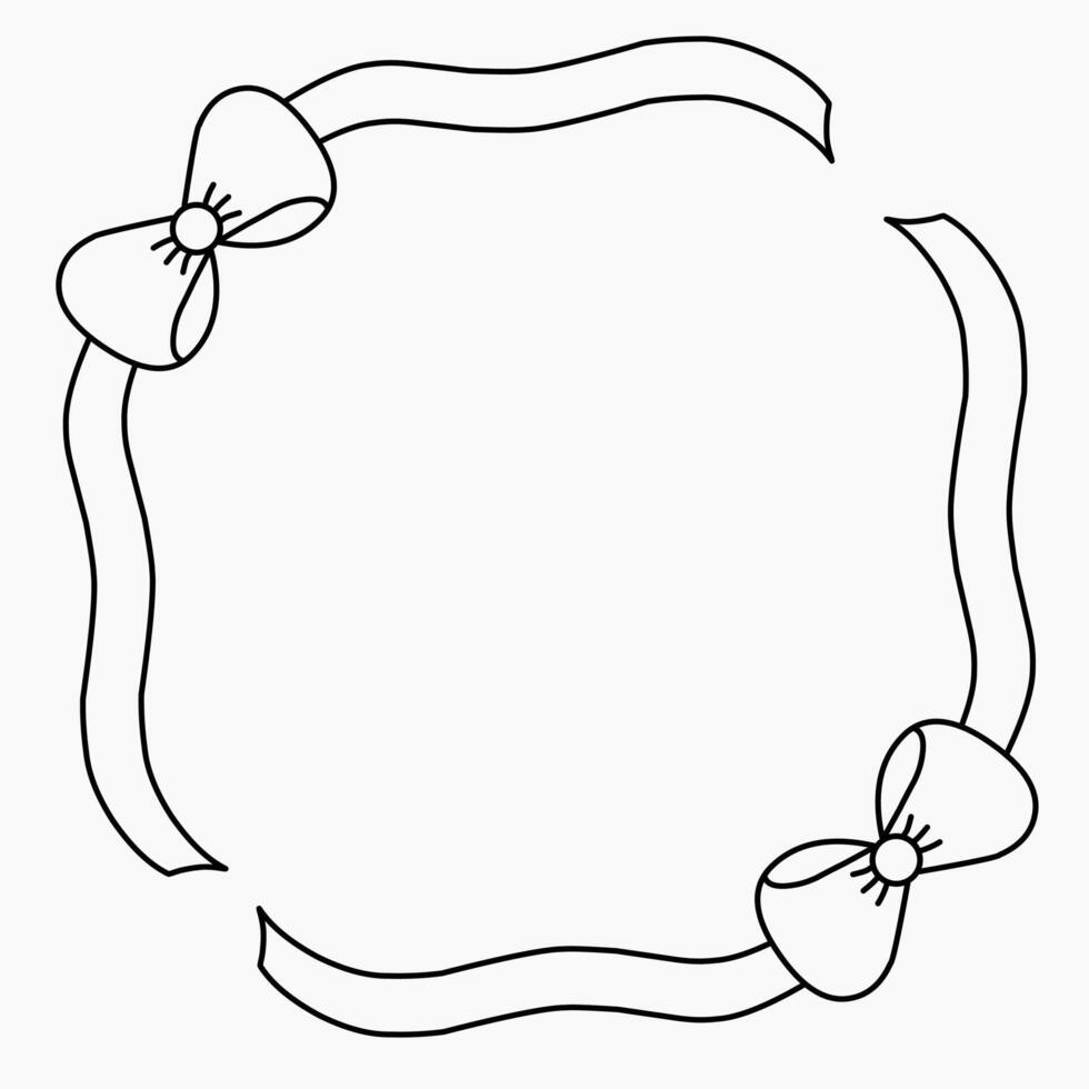 Bow border line art frame clipart illustration vector
