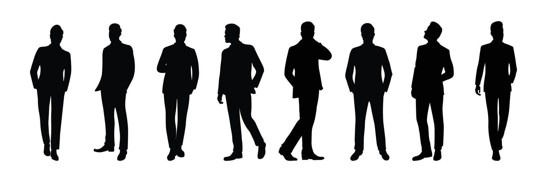 Silhouette of a group of business people standing, black color man standing vector