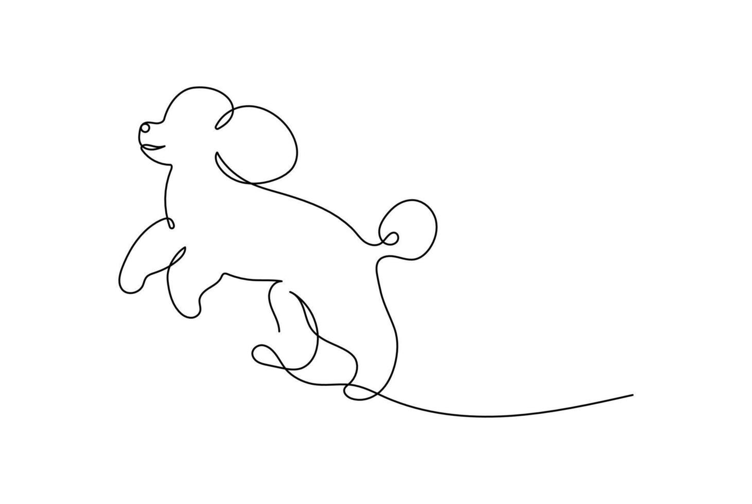 Poodle dog in continuous line art drawing style. Animal minimalist black linear sketch isolated on white background. vector