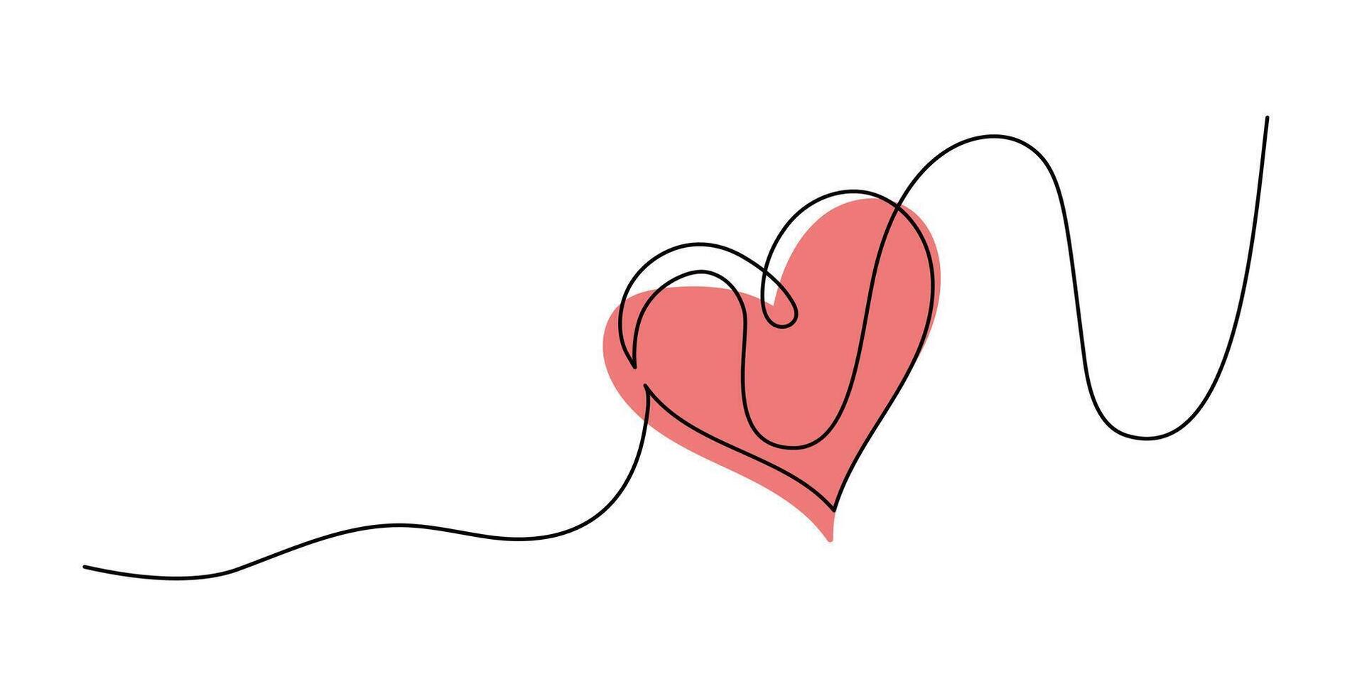 Heart Continuous line art drawing illustration. Abstract love symbol. vector