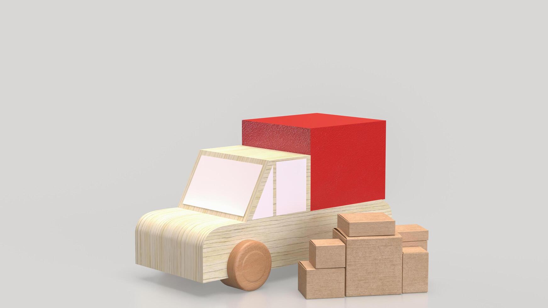 Cardboard box and van truck for transporting concept 3d rendering. photo