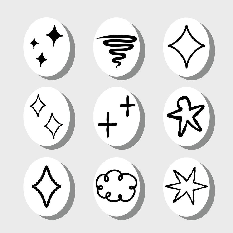 Set of simple icons, magic, star, moon and other elements illustration vector