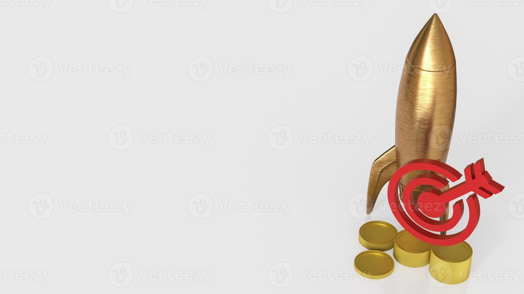 Copper rocket and target for Business concept 3d Rendering. . photo