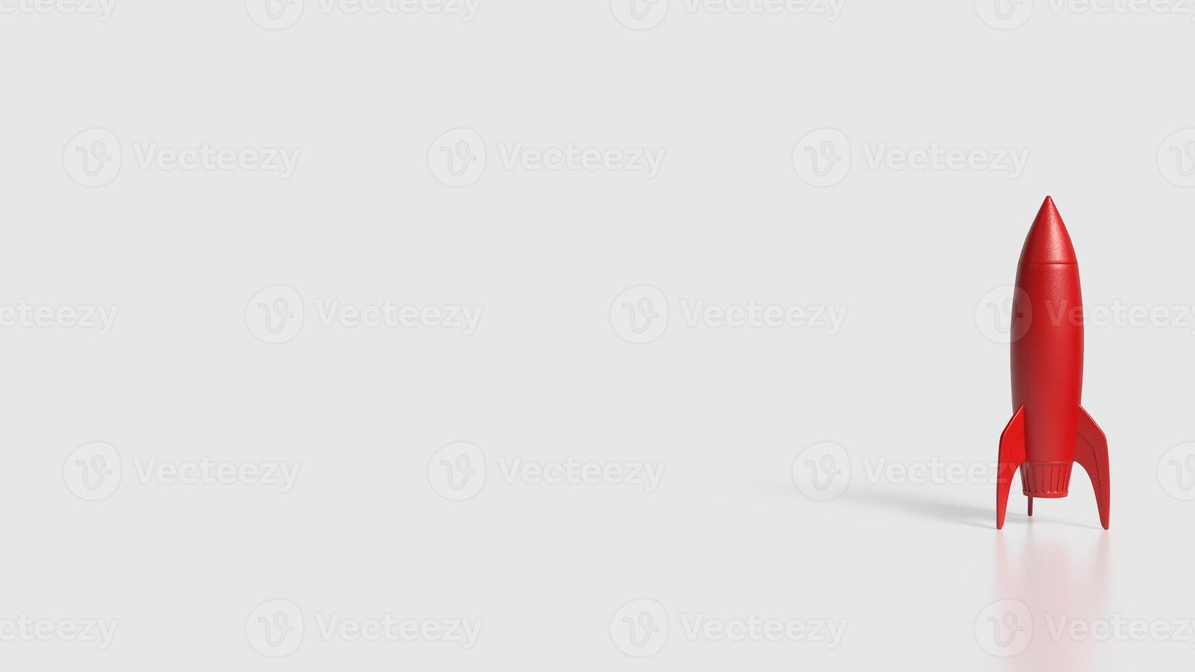 The Red rocket on white Background 3d Rendering. photo