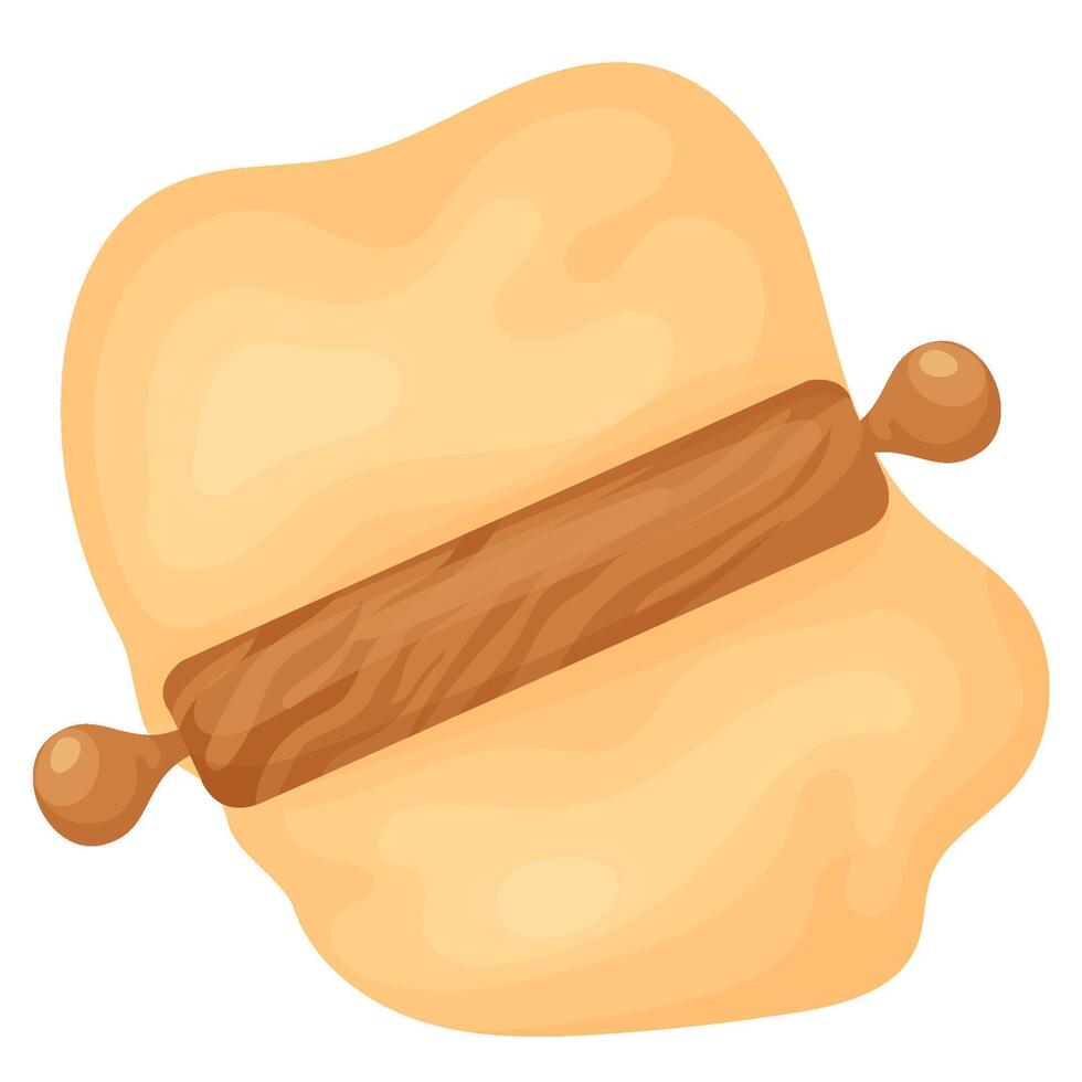 Different dough. Rolled out dough with a rolling pin for baking vector