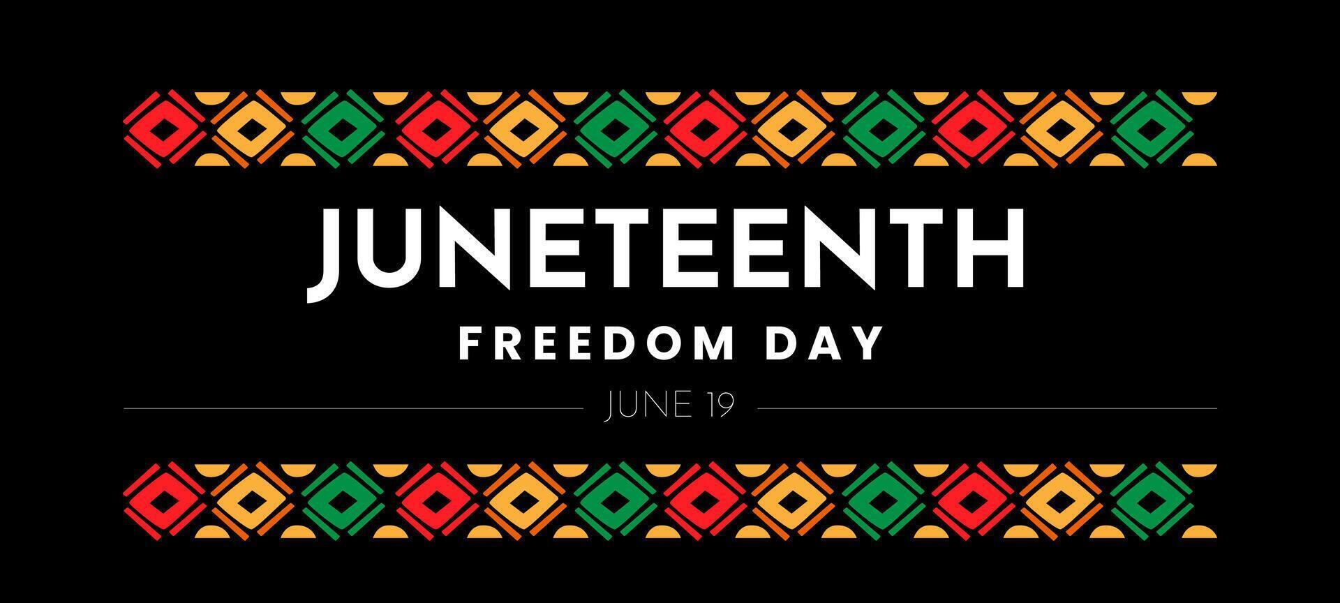 Juneteenth Freedom Day background design. Patriotic celebration template with African American cultural colors red, black, green, and yellow. Suitable for banners, flyers, posters, and social media. vector