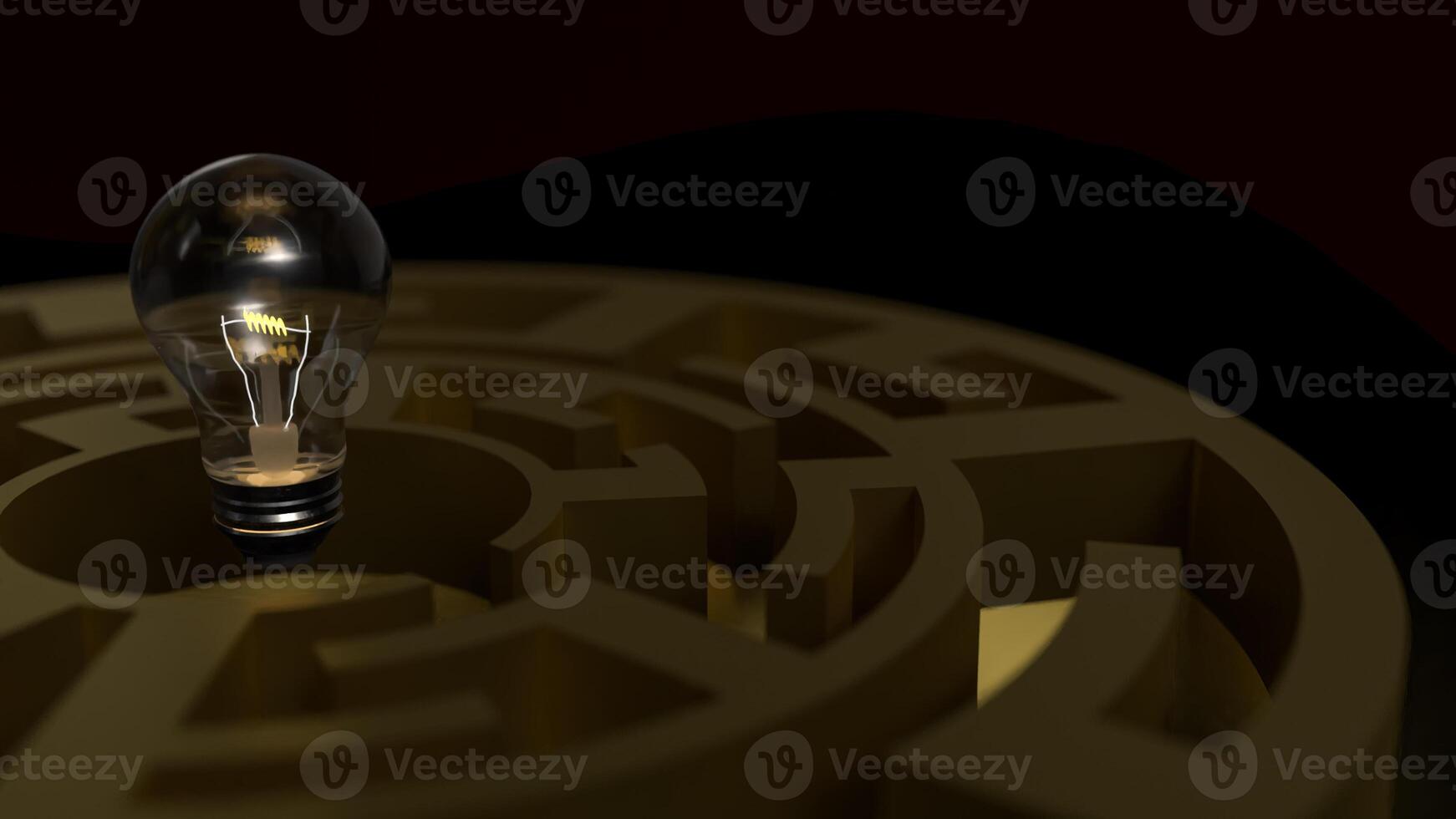 Light bulb and maze for creative concept 3d Rendering. photo
