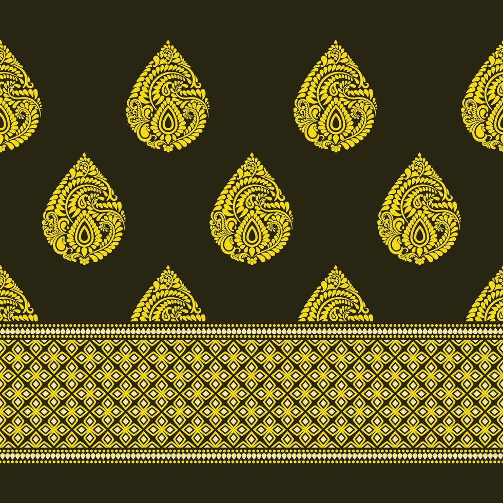 Luxury golden yellow seamless border pattern for fabric prints, textile texture, decorations, background, wallpaper vector