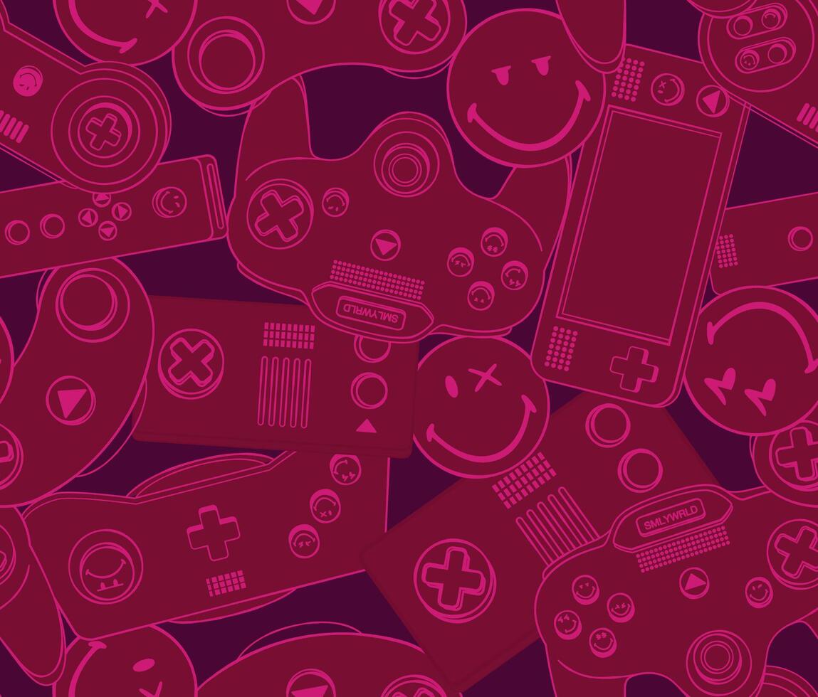Seamless Gaming Console and Controller Pattern vector