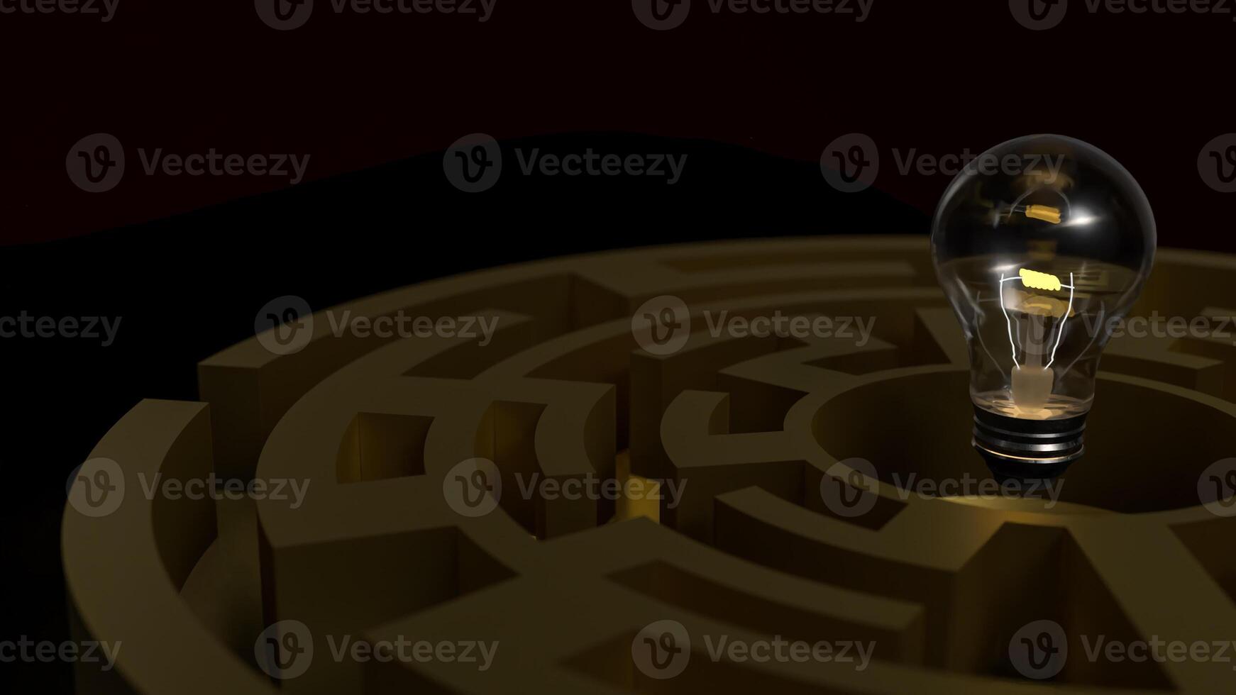 The Light bulb and maze for creative concept 3d Rendering. photo