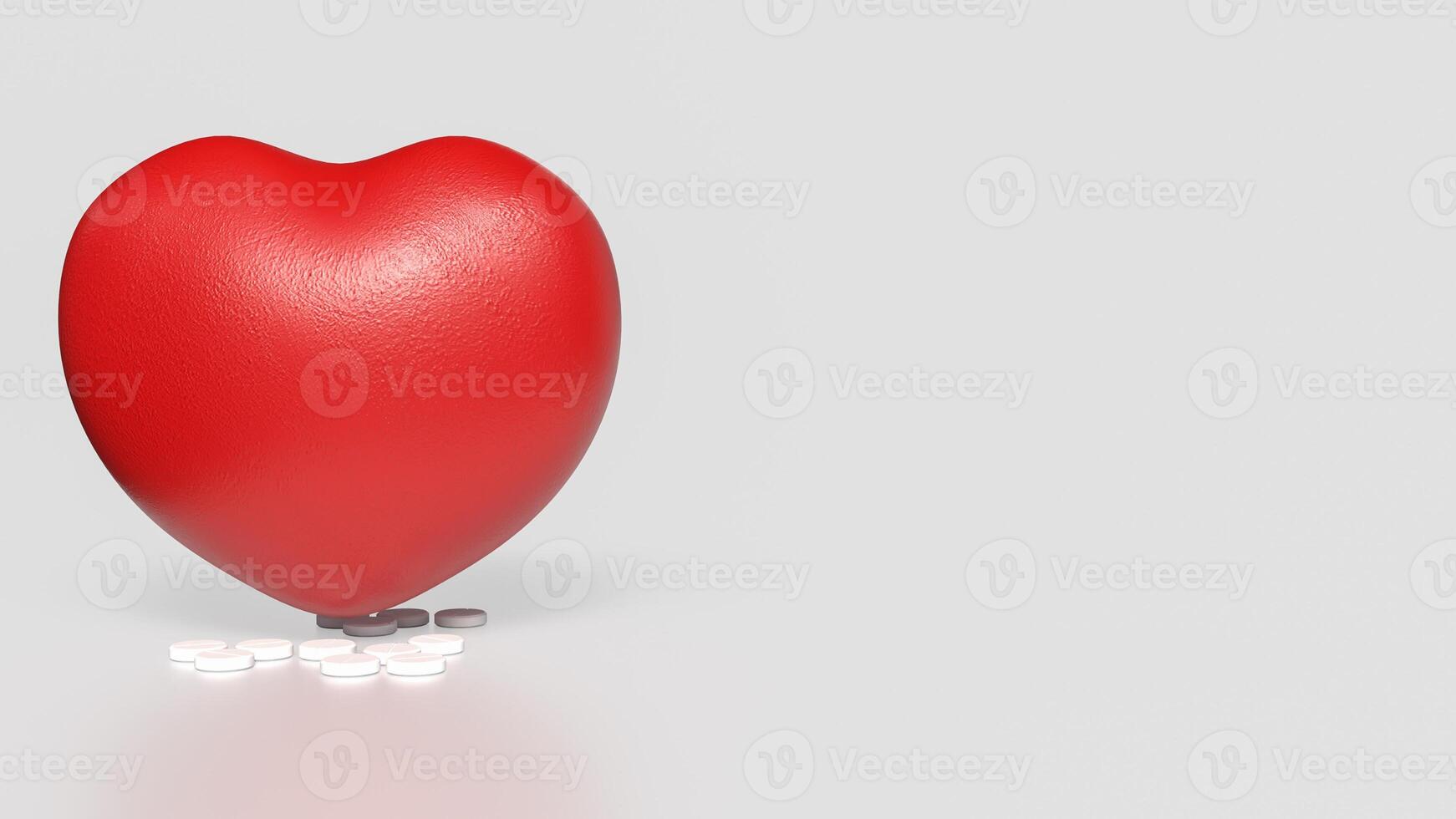 Heart and drug for health or medical concept 3d Rendering. photo