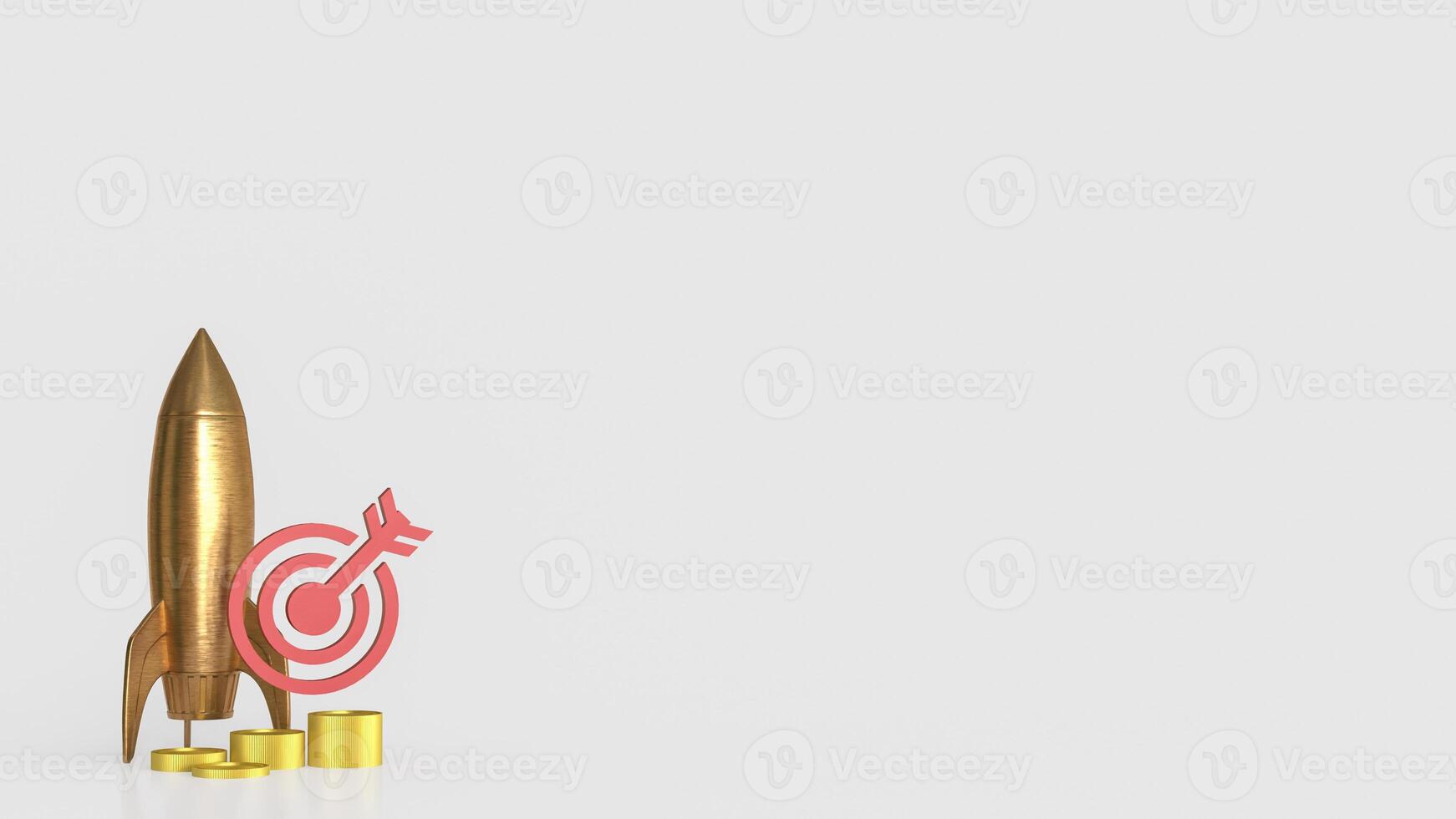The Copper rocket and target for Business concept 3d Rendering. photo