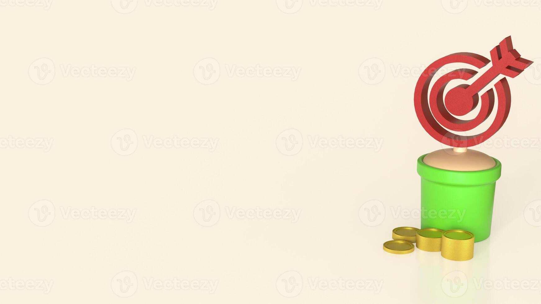 Red target in green plant for Business concept 3d Rendering. . photo