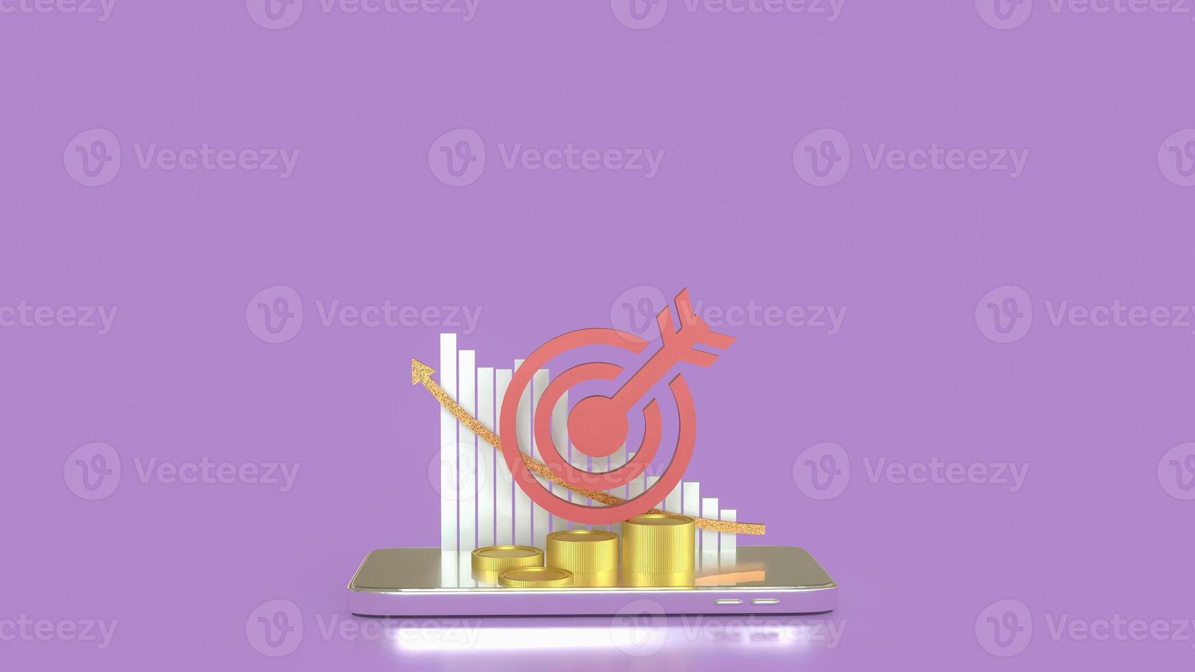 Target and chart on mobile for Business concept 3d Rendering. photo
