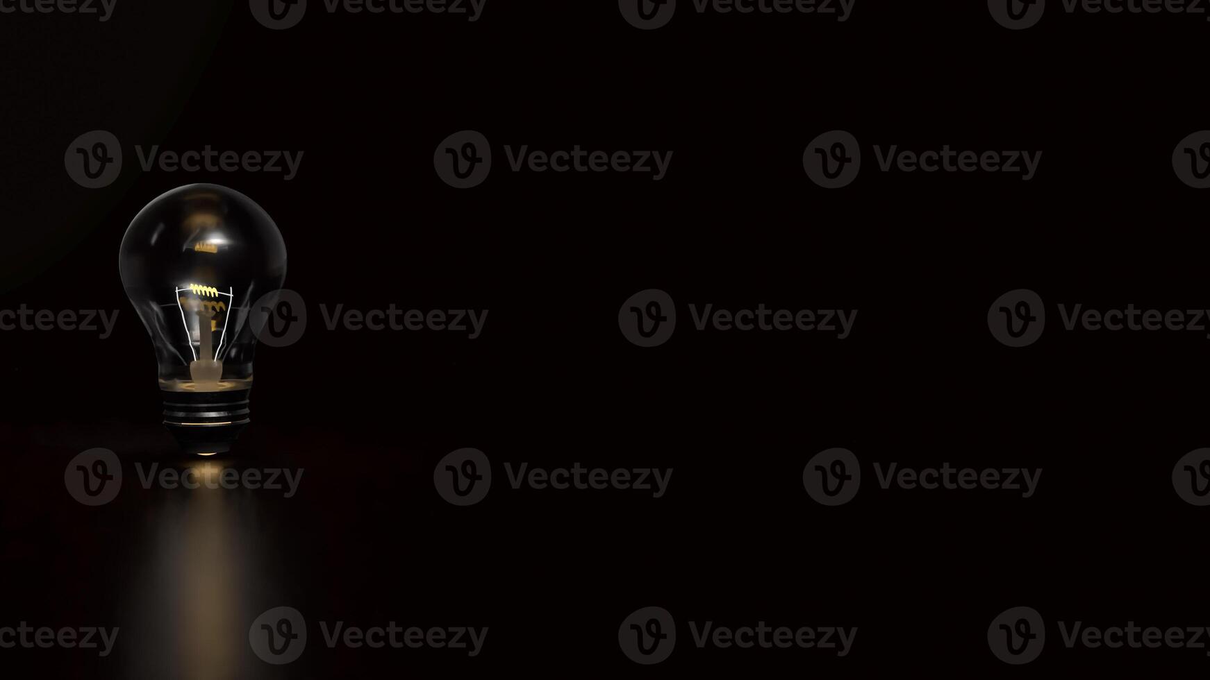 Light bulb on Black background for creative concept 3d Rendering. photo