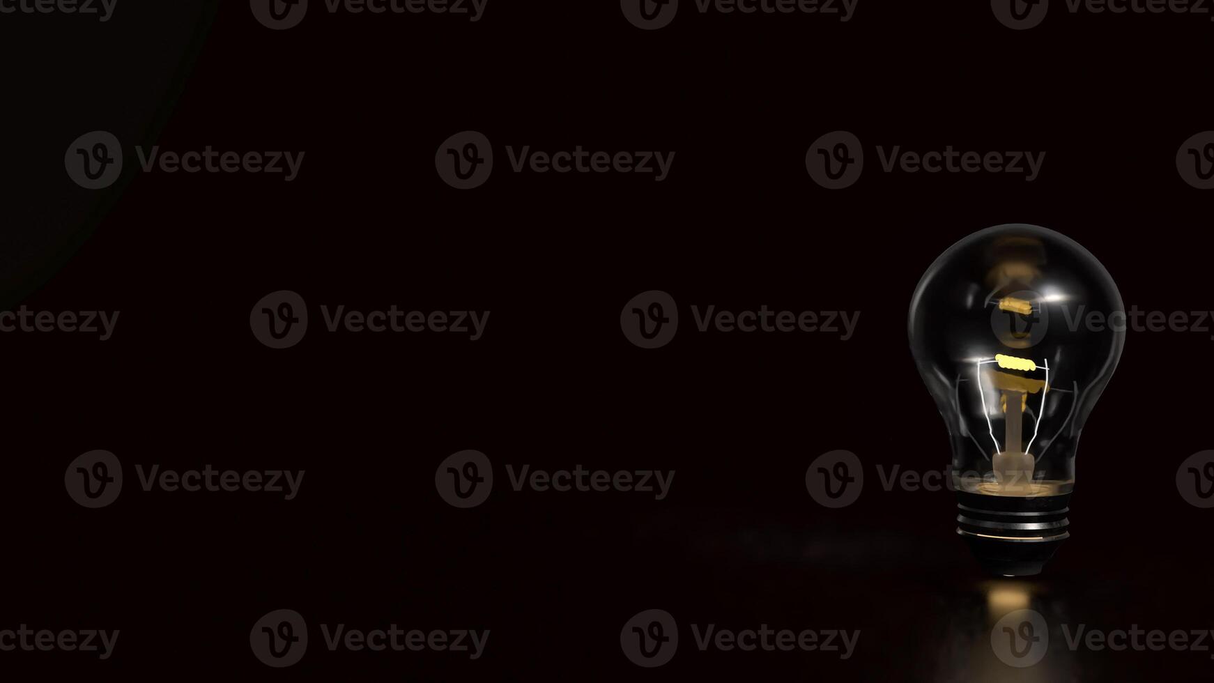 The Light bulb on Black background for creative concept 3d Rendering. photo