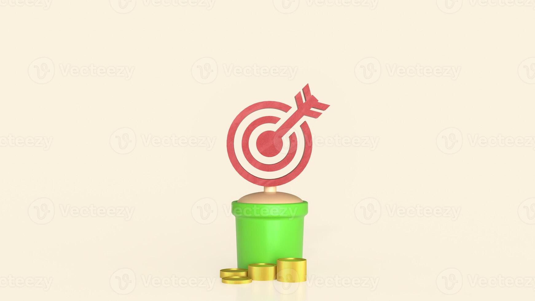 Red target in green plant for Business concept 3d Rendering. photo