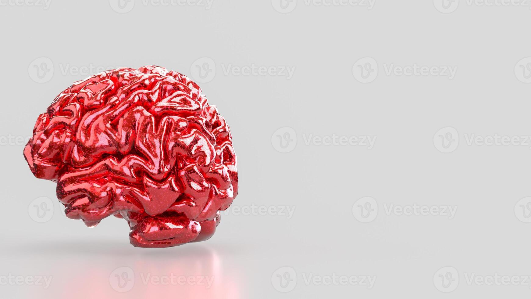 Red Brain on white background for sci or medical concept 3d Rendering. photo