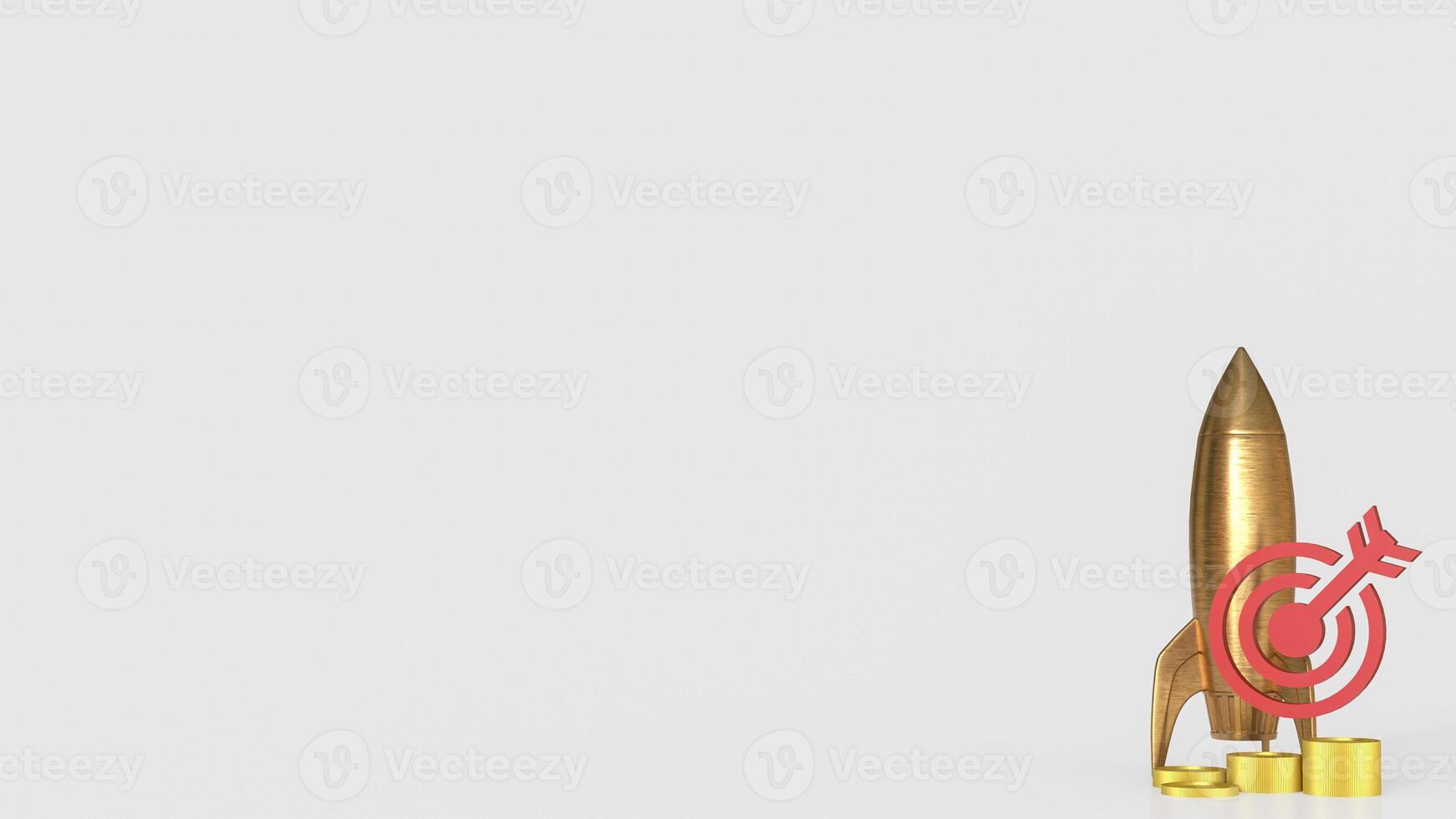 Copper rocket and target for Business concept 3d Rendering . photo