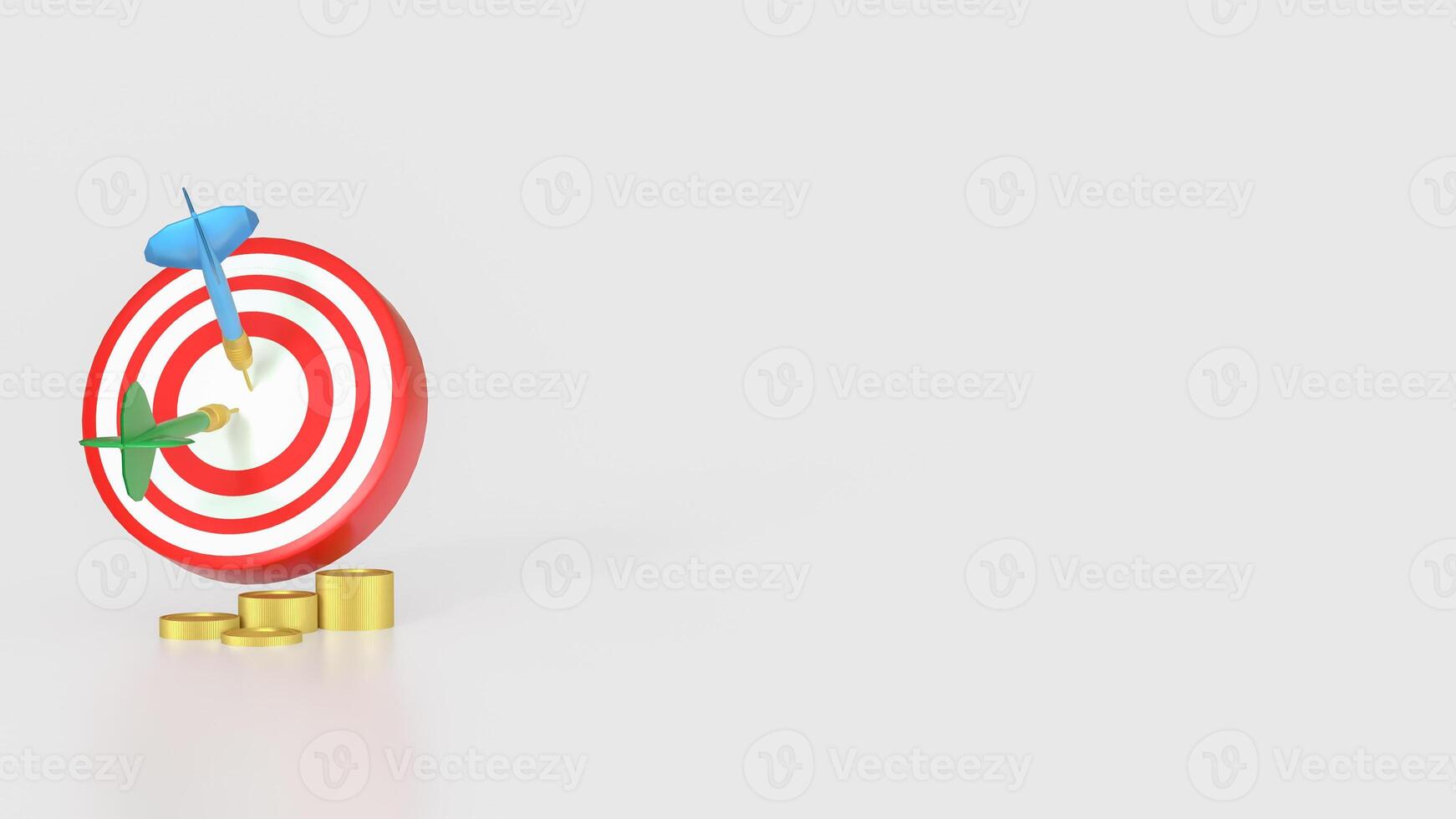 Blue eye target and gold coins for Business concept 3d rendering. . photo