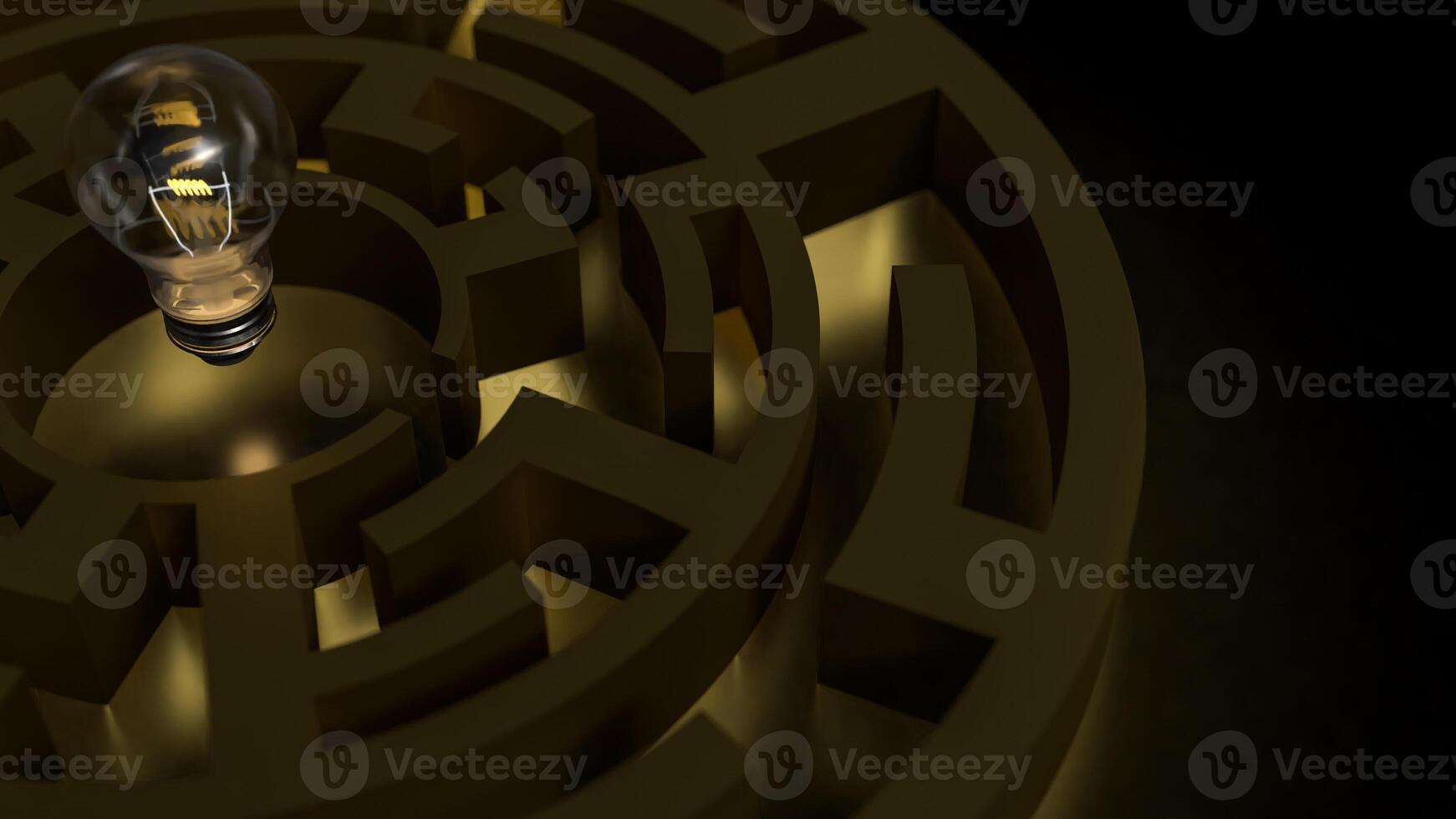 Light bulb and maze for creative concept 3d Rendering . photo