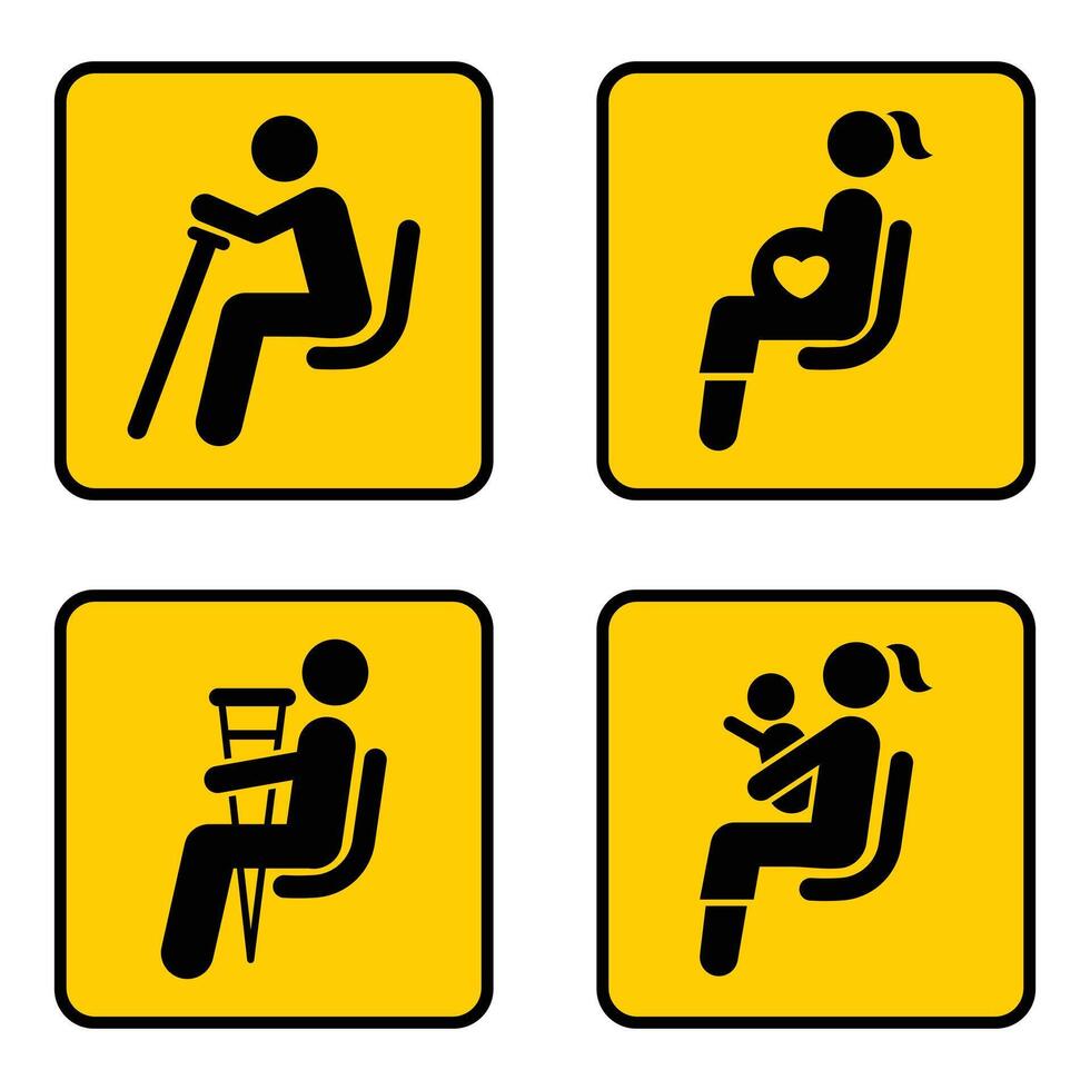 Priority seating symbol collection vector