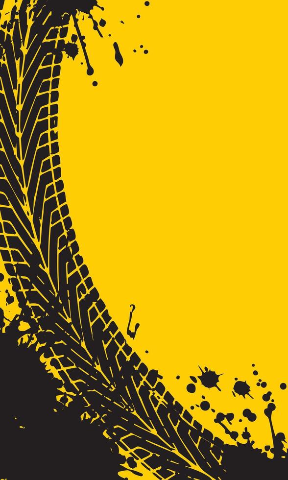 Black and yellow background tire tracks abstract grunge brush strokes vector