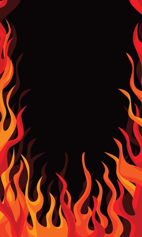 Blank dark background with fire flames vector