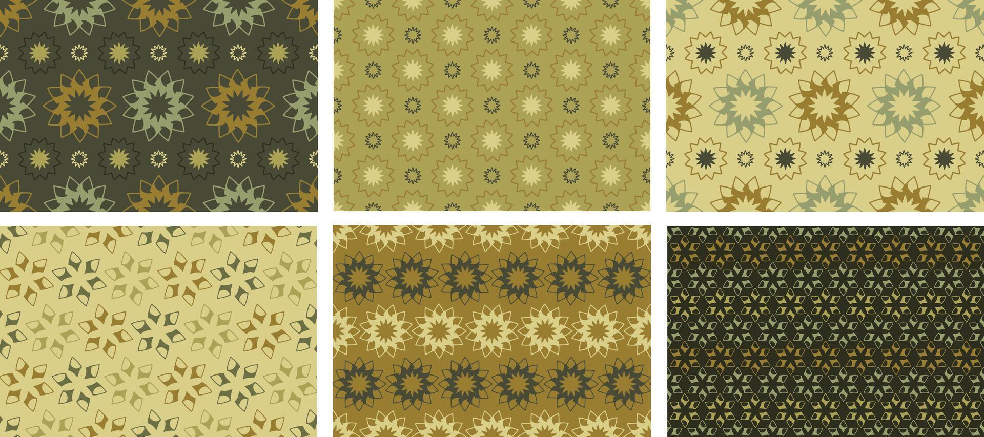 Abstract floral seamless pattern. Asian design with different colour Shapes. Oriental background. Traditional elements. Decorative mediterranean eastern ornaments on green background. vector