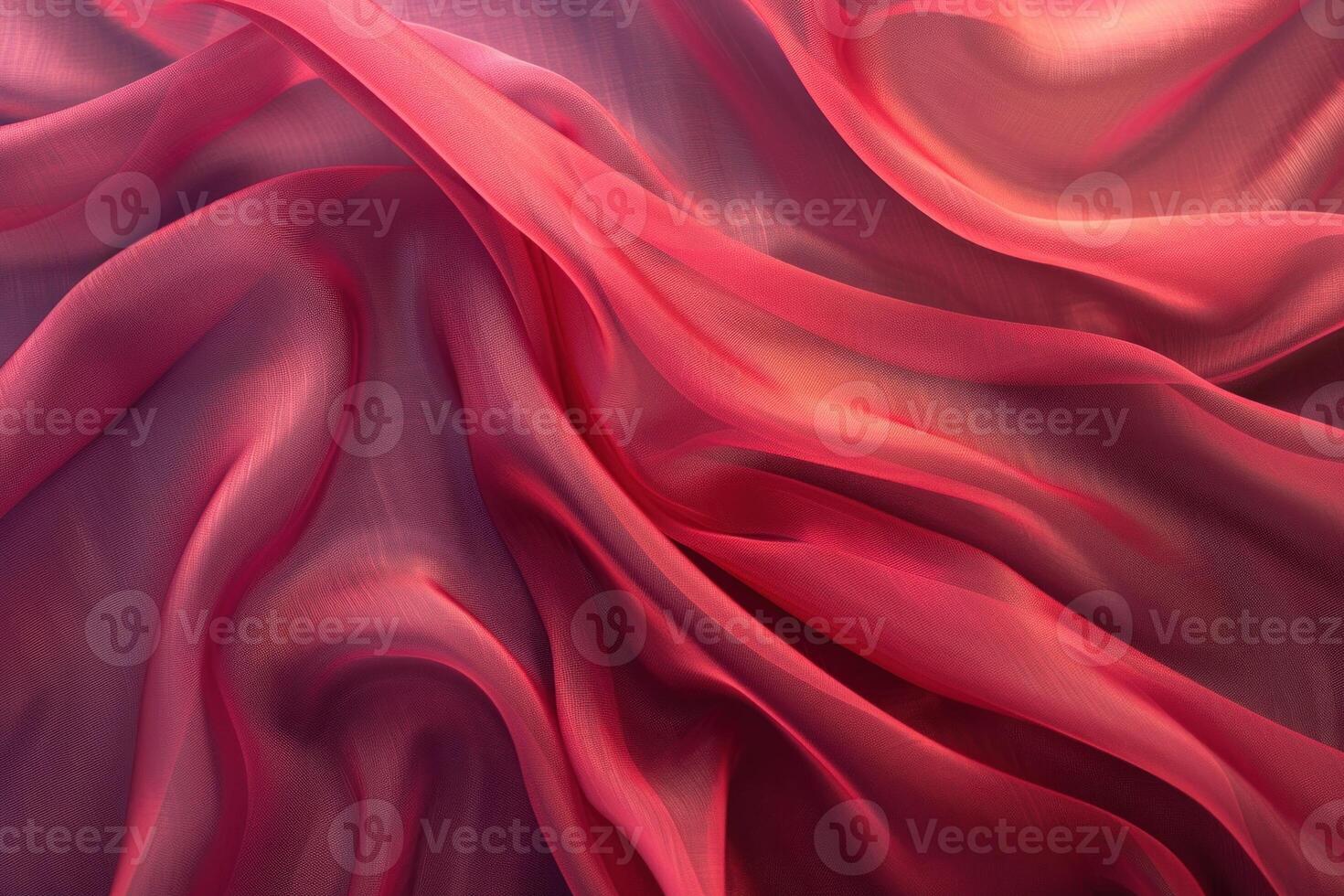 Elegant red chiffon fabric flowing in gentle waves, luxurious textile background photo