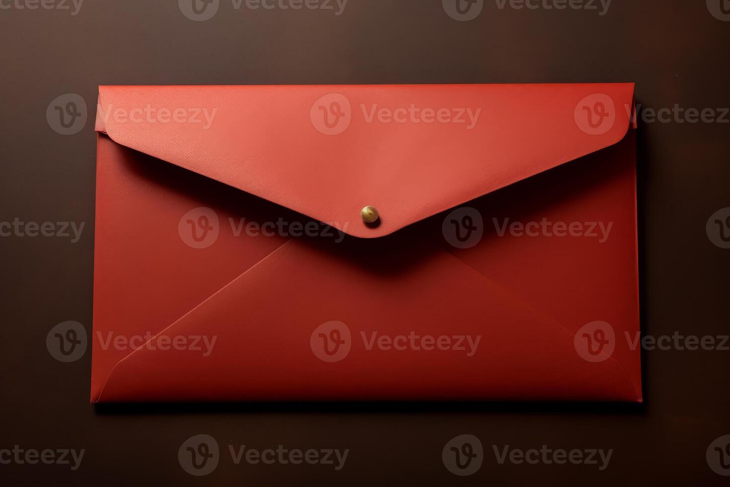 Red leather envelope resting on dark background photo