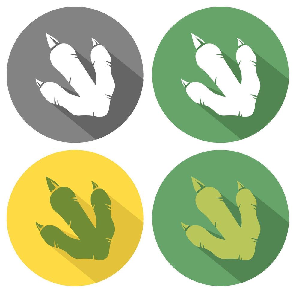 Set Of Monster Or Dinosaur Tracks In Flat Round Badge Style vector