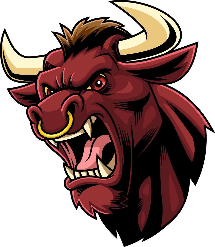 Angry Bull With Gold Nose Ring Artwork vector