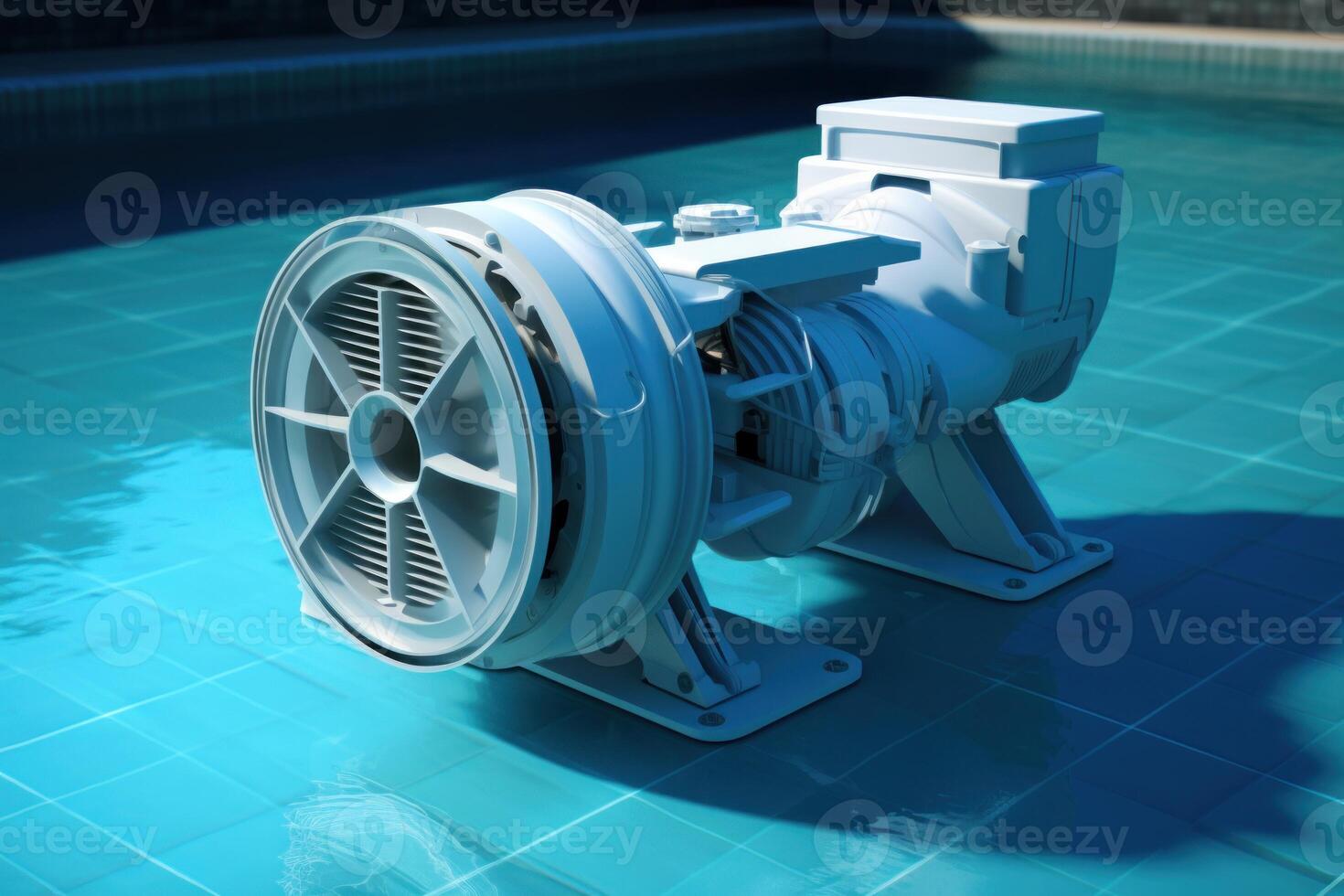 Pool pump maintaining cleanliness and hygiene in swimming pool water photo