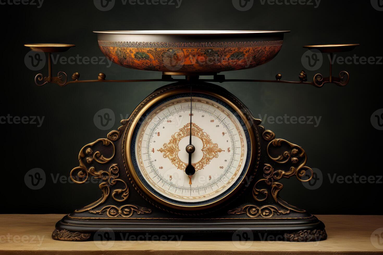 Vintage balance scale displaying equilibrium and precision measurement photo
