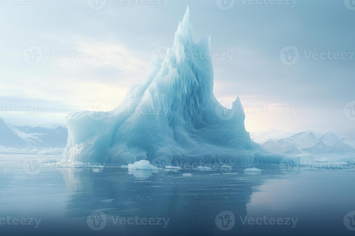 Majestic iceberg floating in glacial waters during polar day photo