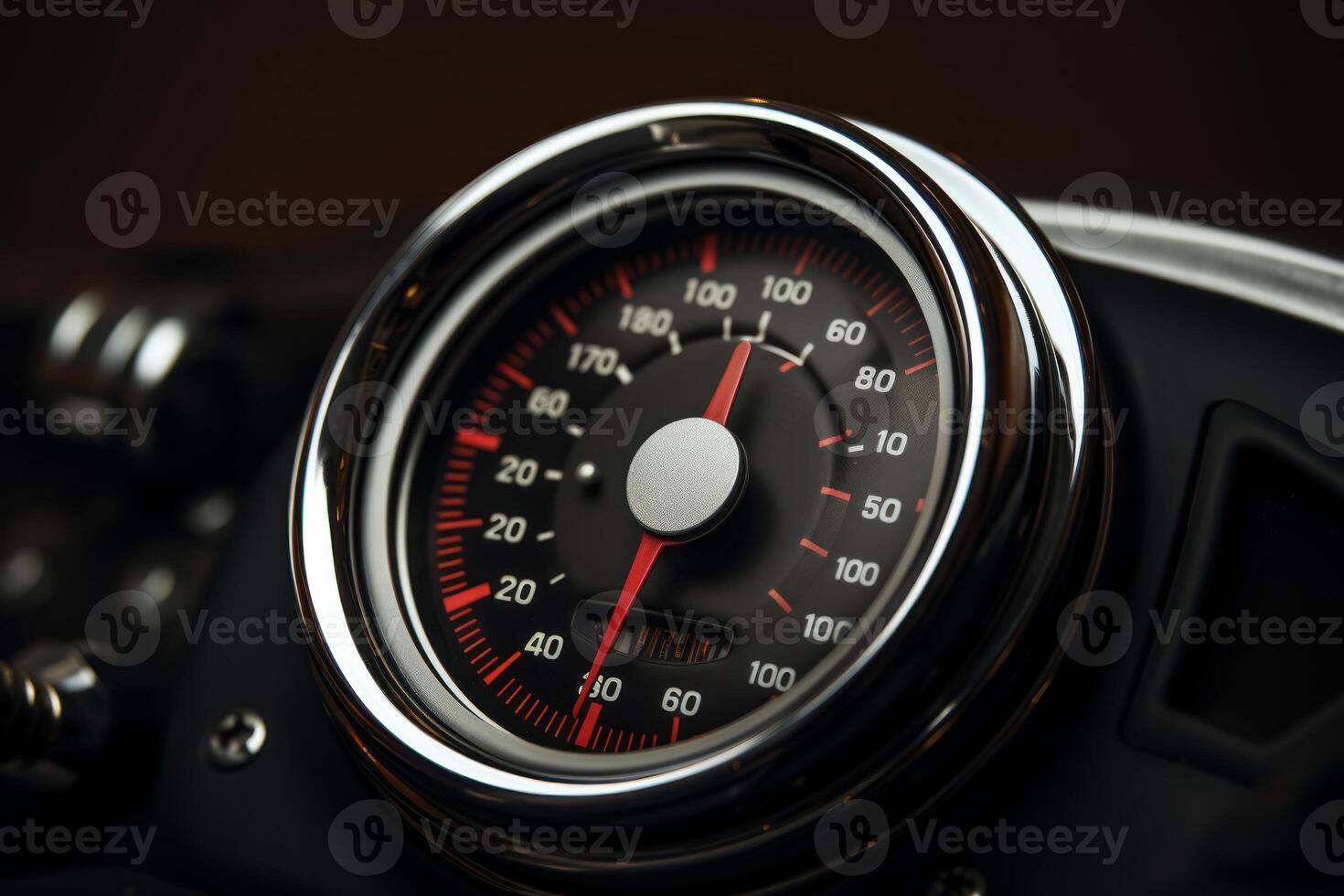 Motorcycle speedometer showing speed and power photo